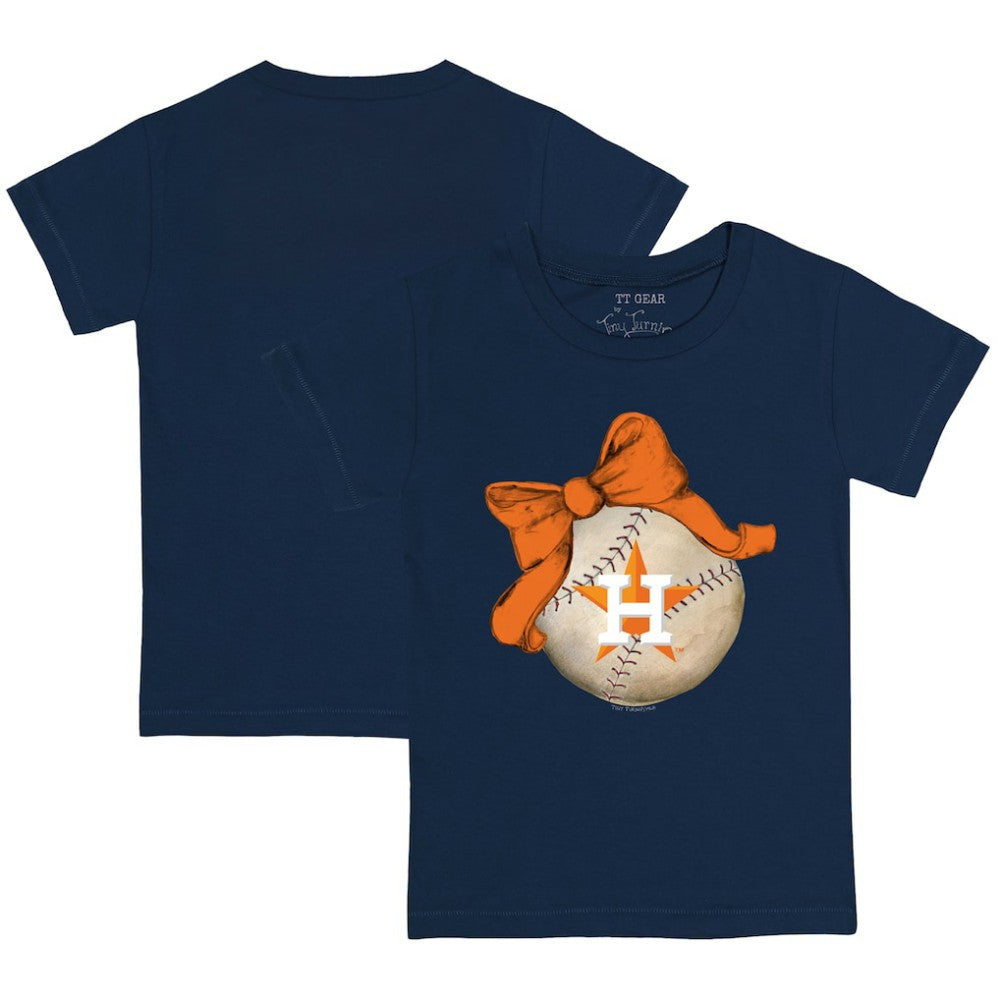 Houston Astros Tiny Turnip Youth Baseball Bow T-Shirt - Navy - MLB Lifestyle