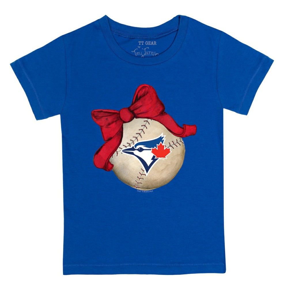 Toronto Blue Jays Tiny Turnip Youth Baseball Bow T-Shirt - Royal - MLB Online