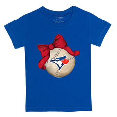 Toronto Blue Jays Tiny Turnip Youth Baseball Bow T-Shirt - Royal - MLB Online