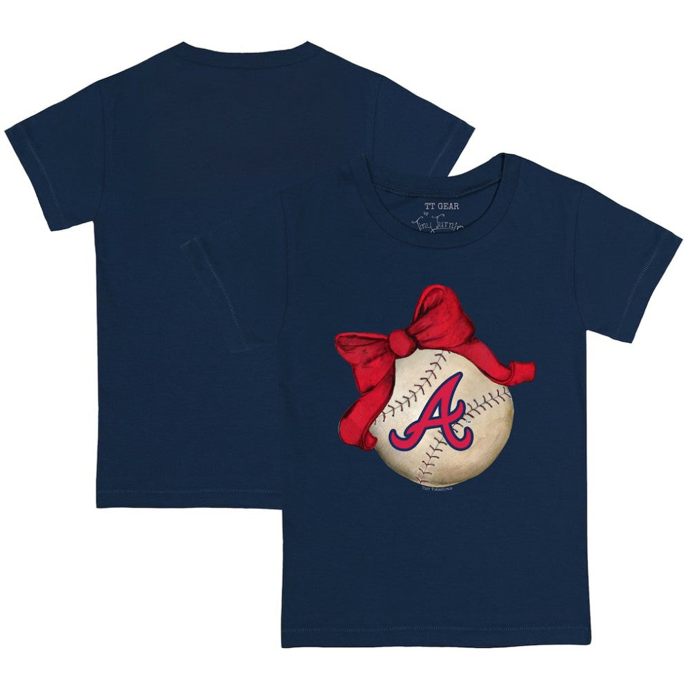 Atlanta Braves Tiny Turnip Youth Baseball Bow T-Shirt - Navy - MLB on Sale