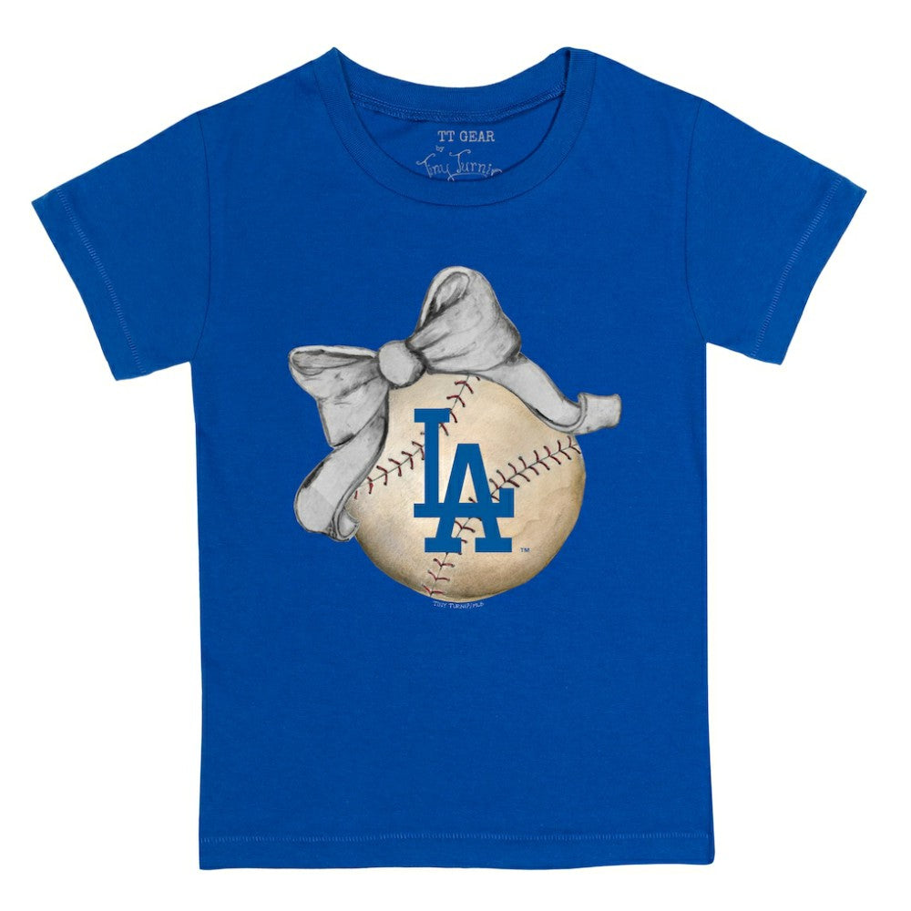 Los Angeles Dodgers Tiny Turnip Youth Baseball Bow T-Shirt - Royal - MLB Online