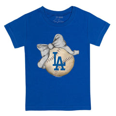 Los Angeles Dodgers Tiny Turnip Youth Baseball Bow T-Shirt - Royal - MLB Online