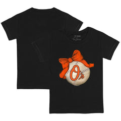 Baltimore Orioles Tiny Turnip Youth Baseball Bow T-Shirt - Black - MLB Online