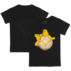 Pittsburgh Pirates Tiny Turnip Youth Baseball Bow T-Shirt - Black - MLB Sale