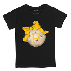 Pittsburgh Pirates Tiny Turnip Youth Baseball Bow T-Shirt - Black - MLB Sale