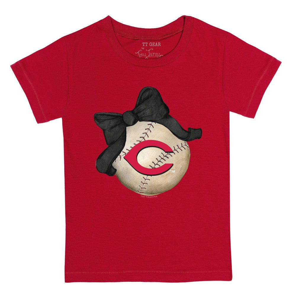 Cincinnati Reds Tiny Turnip Youth Baseball Bow T-Shirt - Red - MLB Online