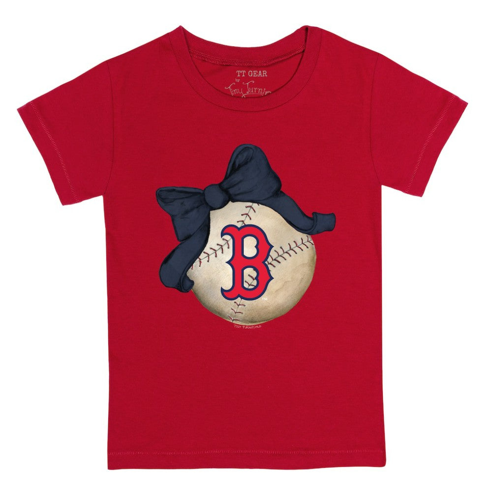 Boston Red Sox Tiny Turnip Youth Baseball Bow T-Shirt - Red - MLB Discount