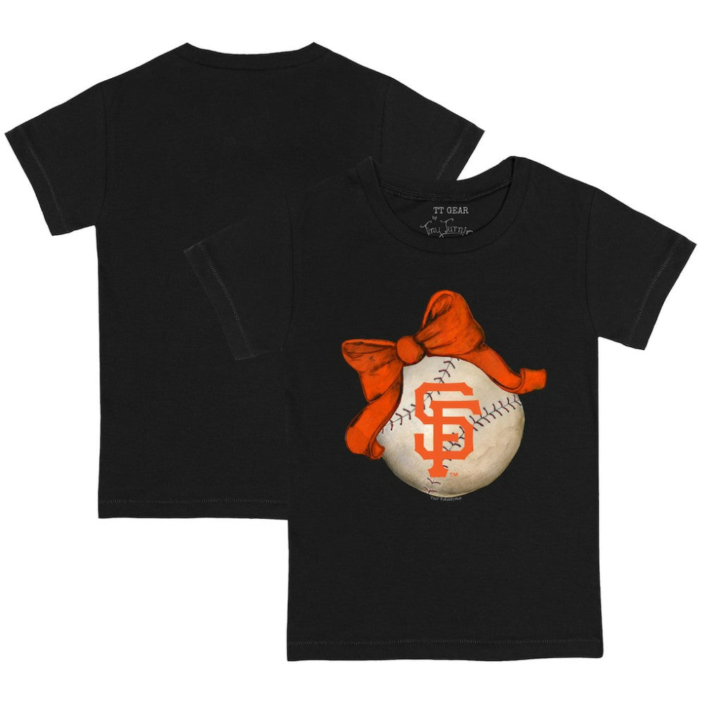 San Francisco Giants Tiny Turnip Youth Baseball Bow T-Shirt - Black - MLB Discount
