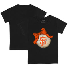 San Francisco Giants Tiny Turnip Youth Baseball Bow T-Shirt - Black - MLB Discount