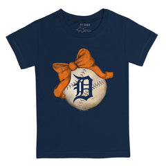 Detroit Tigers Tiny Turnip Youth Baseball Bow T-Shirt - Navy - MLB Online