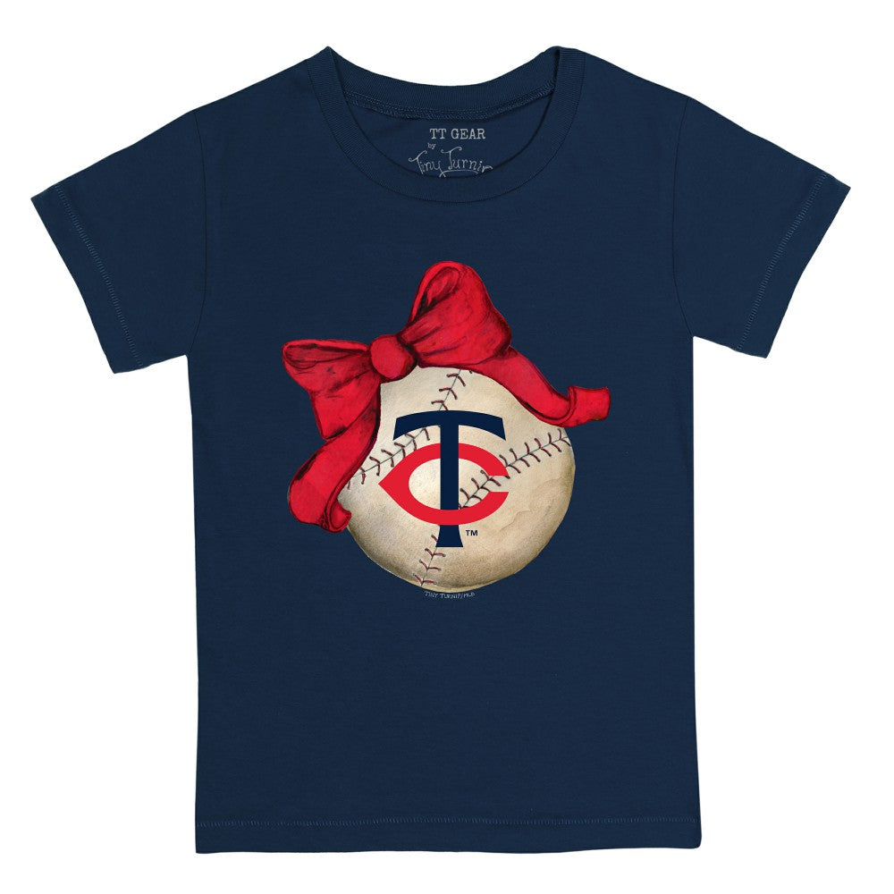 Minnesota Twins Tiny Turnip Youth Baseball Bow T-Shirt - Navy - MLB Discount