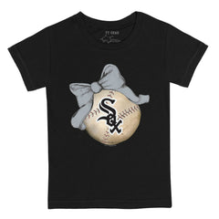 Chicago White Sox Tiny Turnip Youth Baseball Bow T-Shirt - Black - MLB on Sale