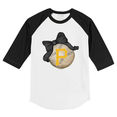 Pittsburgh Pirates Tiny Turnip Youth Baseball Bow 3/4-Sleeve Raglan T-Shirt - White/Black - MLB Lifestyle