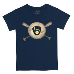 Milwaukee Brewers Tiny Turnip Youth Baseball Cross Bats T-Shirt - Navy - MLB Online