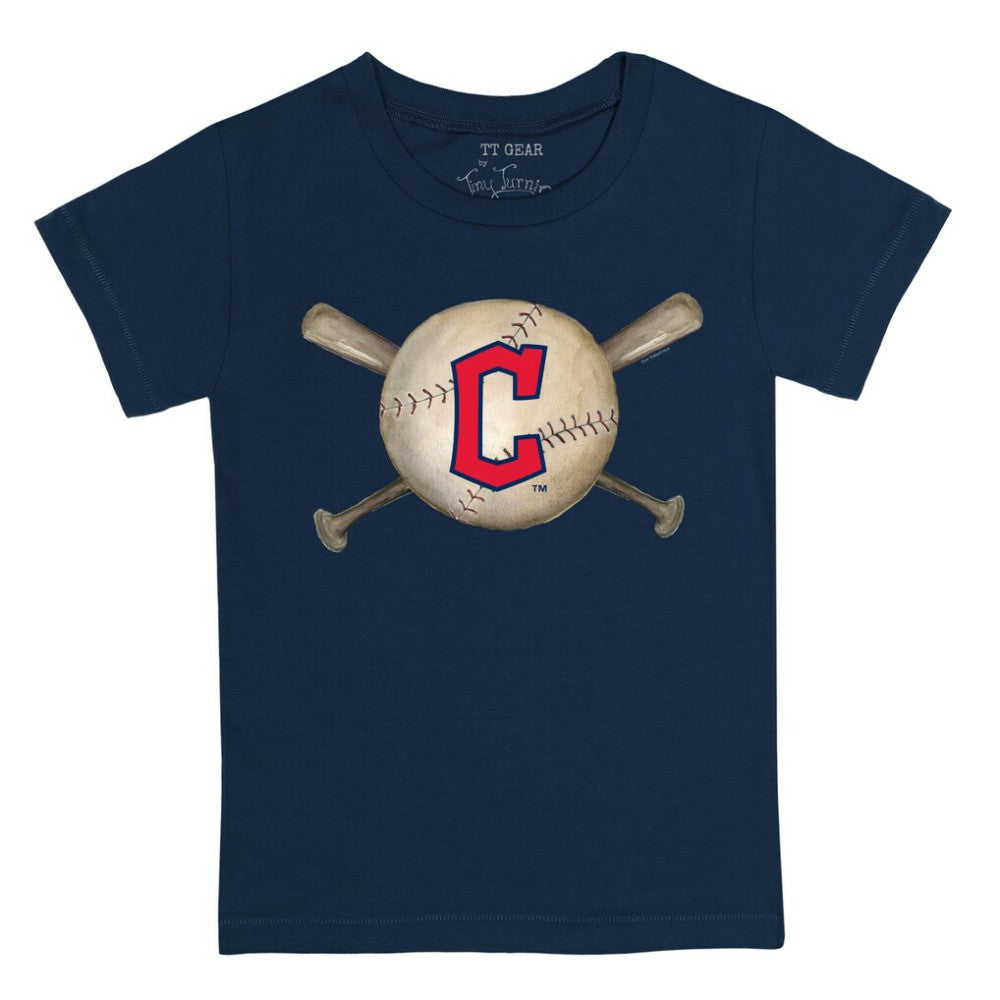 Cleveland Guardians Tiny Turnip Youth Baseball Cross Bats T-Shirt - Navy - MLB Sale
