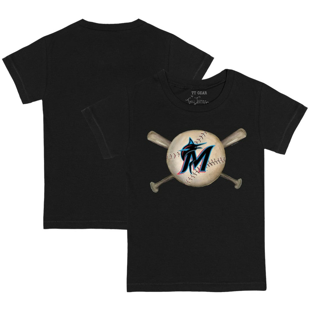 Miami Marlins Tiny Turnip Youth Baseball Cross Bats T-Shirt - Black - MLB Online