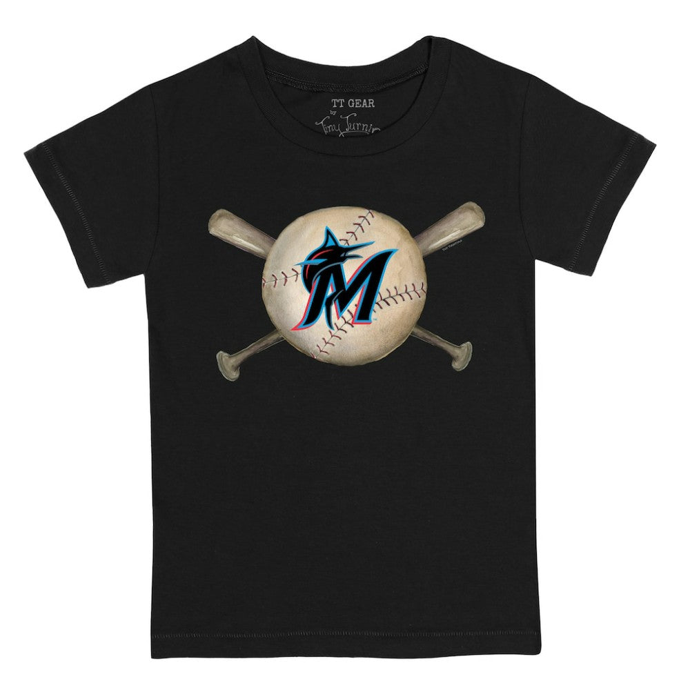 Miami Marlins Tiny Turnip Youth Baseball Cross Bats T-Shirt - Black - MLB Online