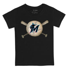 Miami Marlins Tiny Turnip Youth Baseball Cross Bats T-Shirt - Black - MLB Online