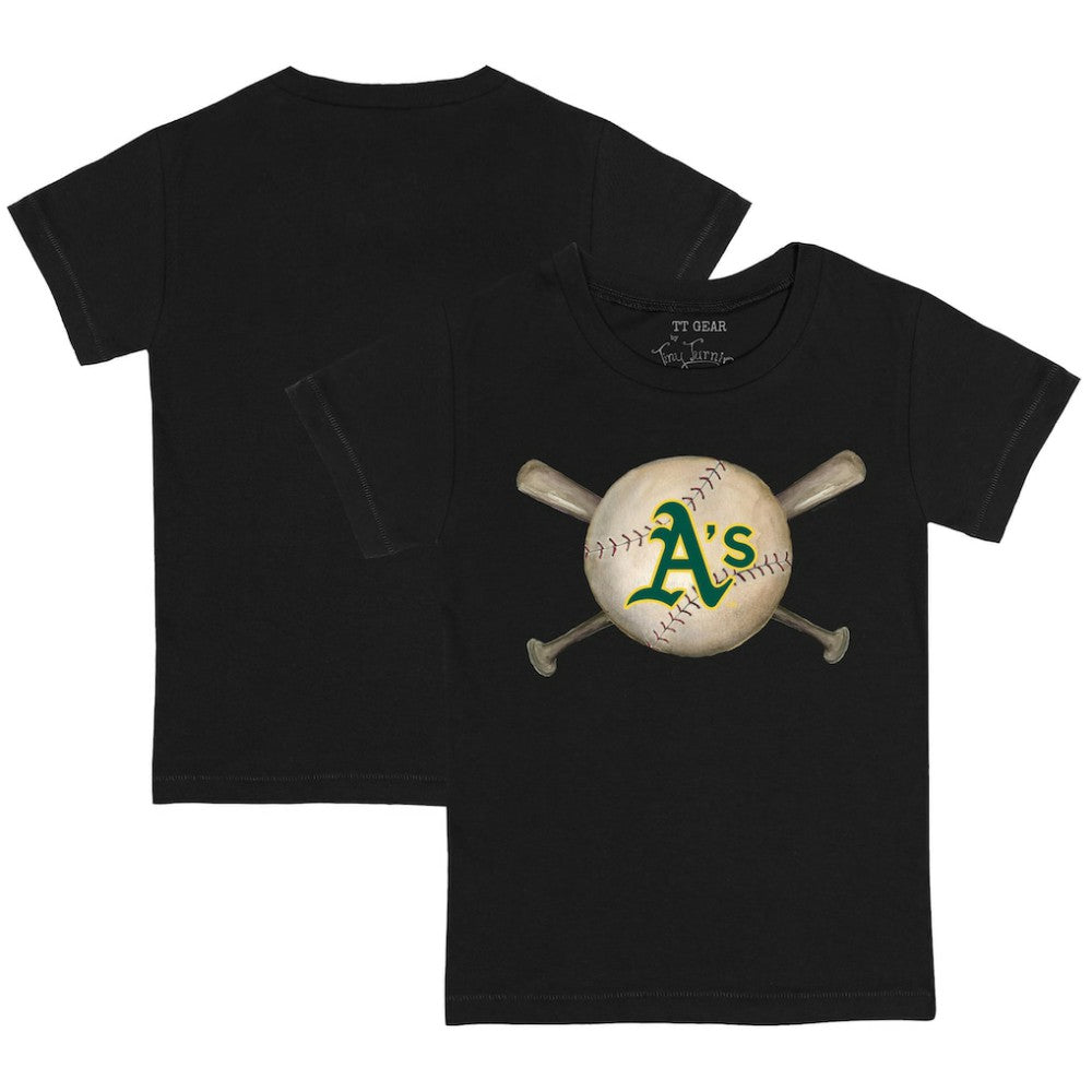 Athletics Tiny Turnip Youth Baseball Cross Bats T-Shirt - Black - MLB Lifestyle