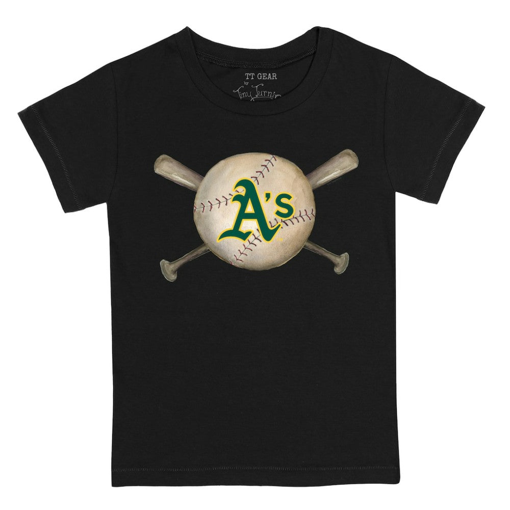 Athletics Tiny Turnip Youth Baseball Cross Bats T-Shirt - Black - MLB Lifestyle