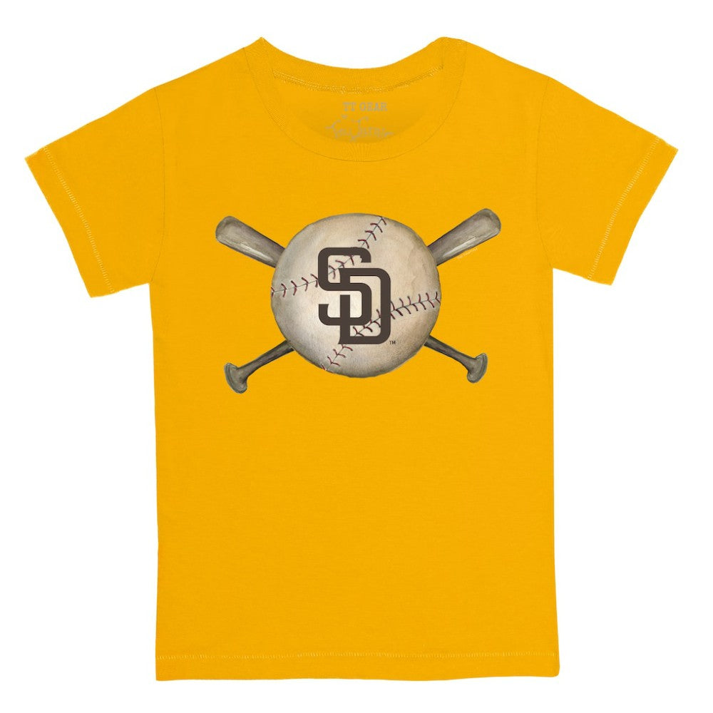 San Diego Padres Tiny Turnip Youth Baseball Cross Bats T-Shirt - Gold - MLB Online