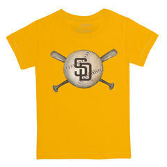 San Diego Padres Tiny Turnip Youth Baseball Cross Bats T-Shirt - Gold - MLB Online