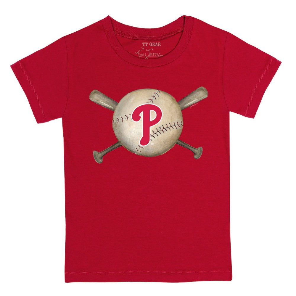 Philadelphia Phillies Tiny Turnip Youth Baseball Cross Bats T-Shirt - Red - MLB Online