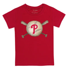 Philadelphia Phillies Tiny Turnip Youth Baseball Cross Bats T-Shirt - Red - MLB Online