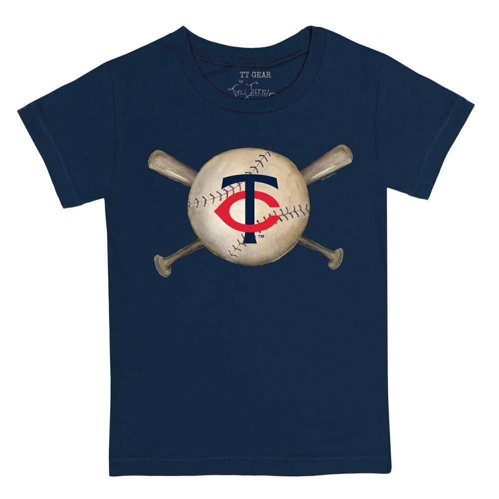 Minnesota Twins Tiny Turnip Youth Baseball Cross Bats T-Shirt - Navy - MLB Lifestyle