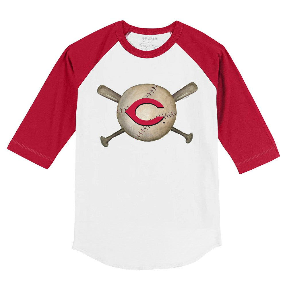 Cincinnati Reds Tiny Turnip Youth Baseball Cross Bats 3/4-Sleeve Raglan T-Shirt - White/Red - MLB on Sale