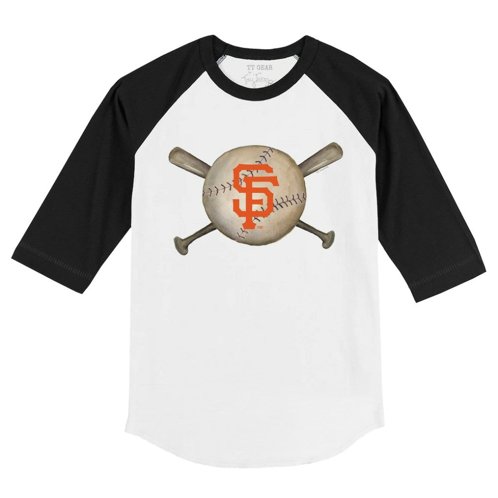 San Francisco Giants Tiny Turnip Youth Baseball Cross Bats 3/4-Sleeve Raglan T-Shirt - White/Black - MLB on Sale