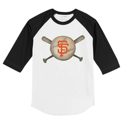 San Francisco Giants Tiny Turnip Youth Baseball Cross Bats 3/4-Sleeve Raglan T-Shirt - White/Black - MLB on Sale