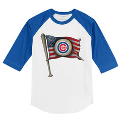 Chicago Cubs Tiny Turnip Youth Baseball Flag 3/4-Sleeve Raglan T-Shirt - White/Royal - MLB on Sale