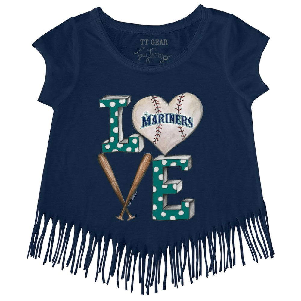 Seattle Mariners Tiny Turnip Girls Youth Baseball Love Fringe T-Shirt - Navy - MLB Online
