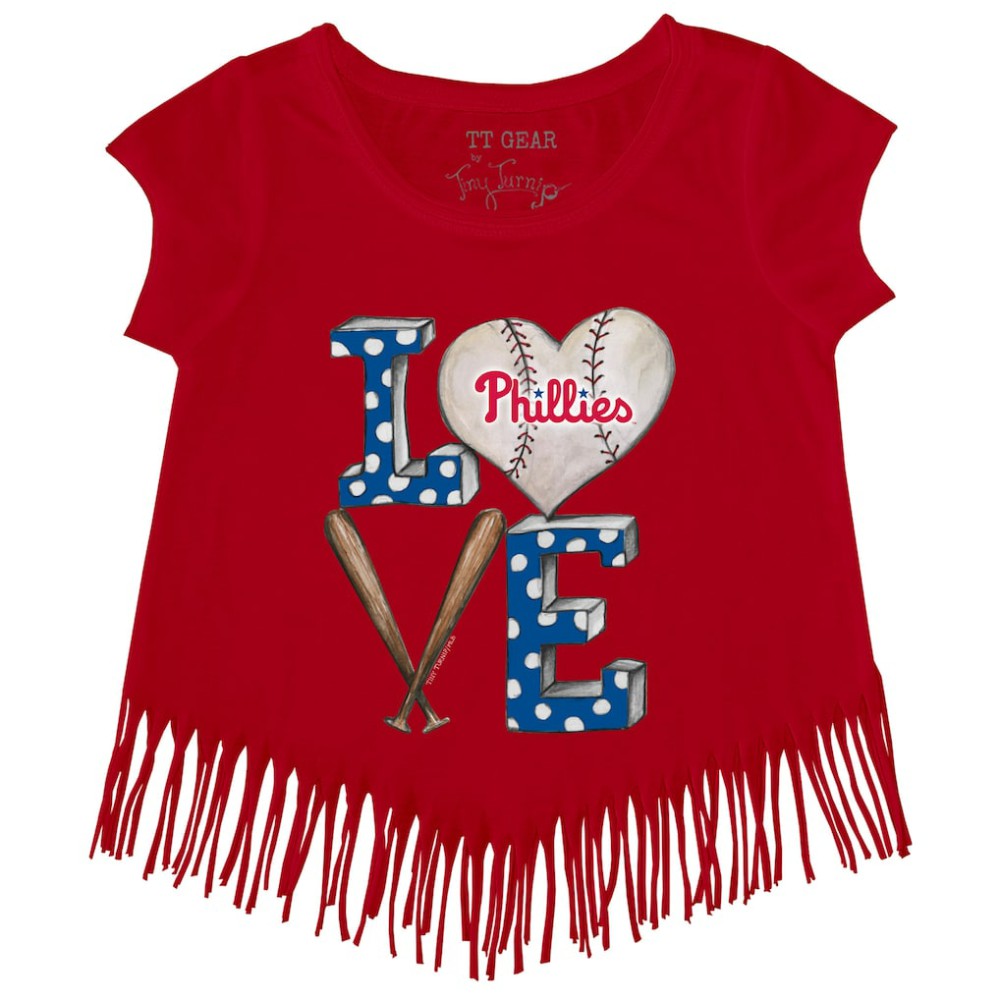 Philadelphia Phillies Tiny Turnip Girls Youth Baseball Love Fringe T-Shirt - Red - MLB Online