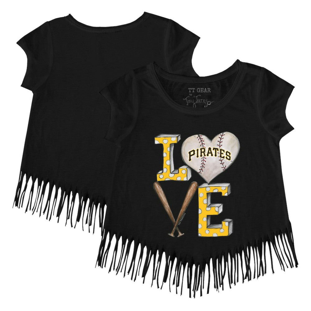 Pittsburgh Pirates Tiny Turnip Girls Youth Baseball Love Fringe T-Shirt - Black - MLB Online