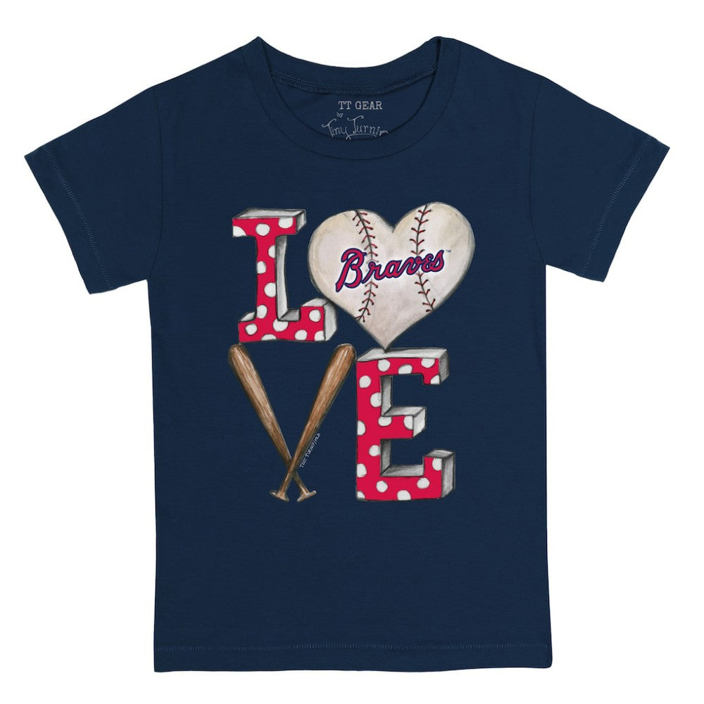 Atlanta Braves Tiny Turnip Youth Baseball Love T-Shirt - Navy - MLB Discount