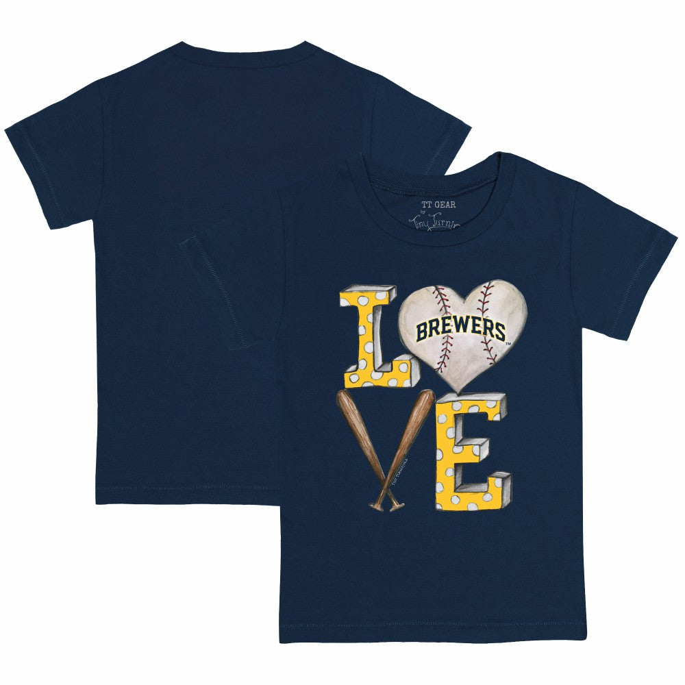 Milwaukee Brewers Tiny Turnip Youth Baseball Love T-Shirt - Navy - MLB Discount