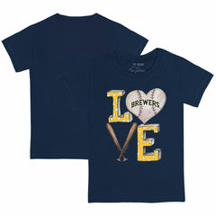 Milwaukee Brewers Tiny Turnip Youth Baseball Love T-Shirt - Navy - MLB Discount