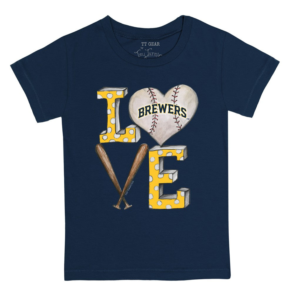 Milwaukee Brewers Tiny Turnip Youth Baseball Love T-Shirt - Navy - MLB Discount