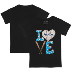 Miami Marlins Tiny Turnip Youth Baseball Love T-Shirt - Black - MLB Lifestyle