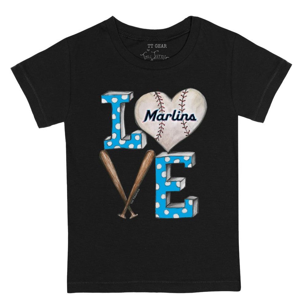Miami Marlins Tiny Turnip Youth Baseball Love T-Shirt - Black - MLB Lifestyle