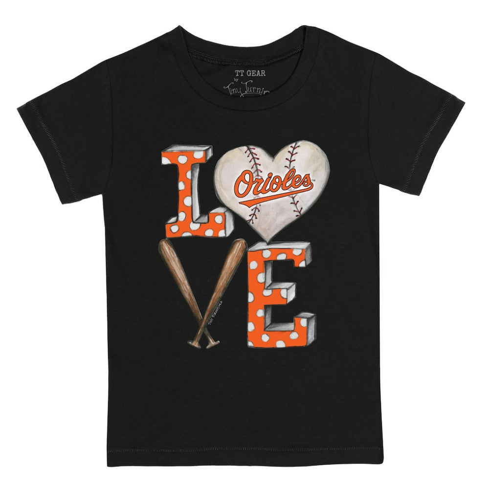Baltimore Orioles Tiny Turnip Youth Baseball Love T-Shirt - Black - MLB Discount