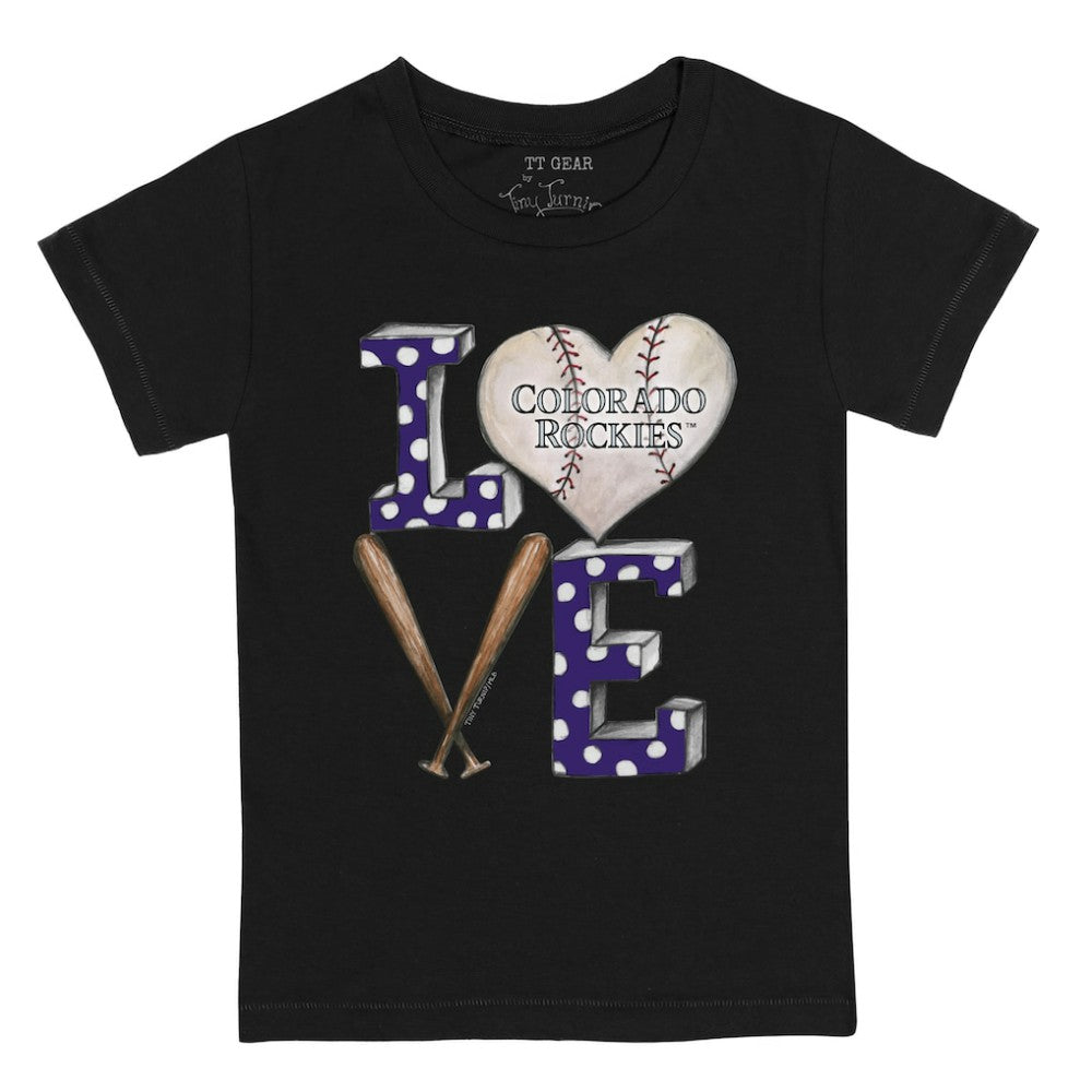 Colorado Rockies Tiny Turnip Youth Baseball Love T-Shirt - Black - MLB on Sale