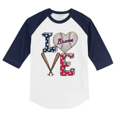 Atlanta Braves Tiny Turnip Youth Baseball Love 3/4-Sleeve Raglan T-Shirt - White/Navy - MLB Online