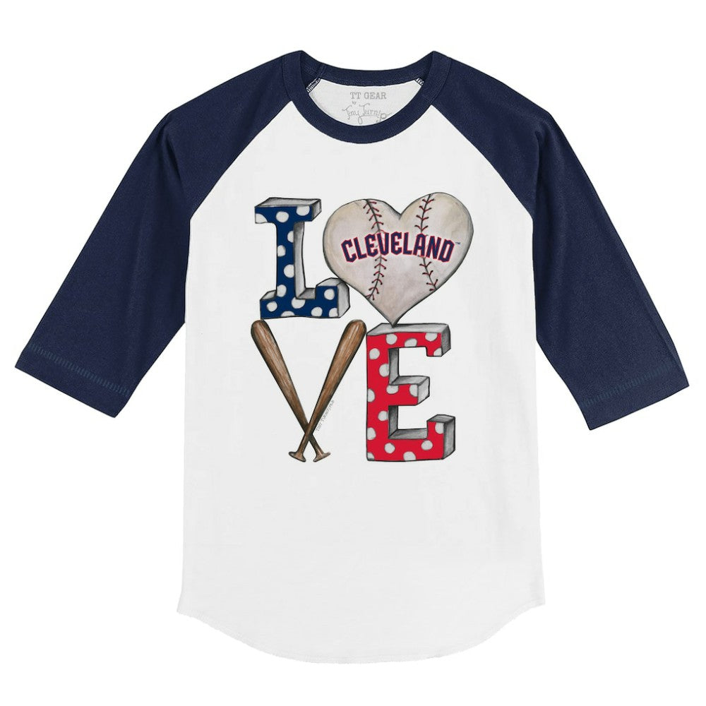 Cleveland Guardians Tiny Turnip Youth Baseball Love 3/4-Sleeve Raglan T-Shirt - White/Navy - MLB on Sale