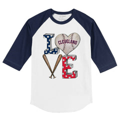 Cleveland Guardians Tiny Turnip Youth Baseball Love 3/4-Sleeve Raglan T-Shirt - White/Navy - MLB on Sale