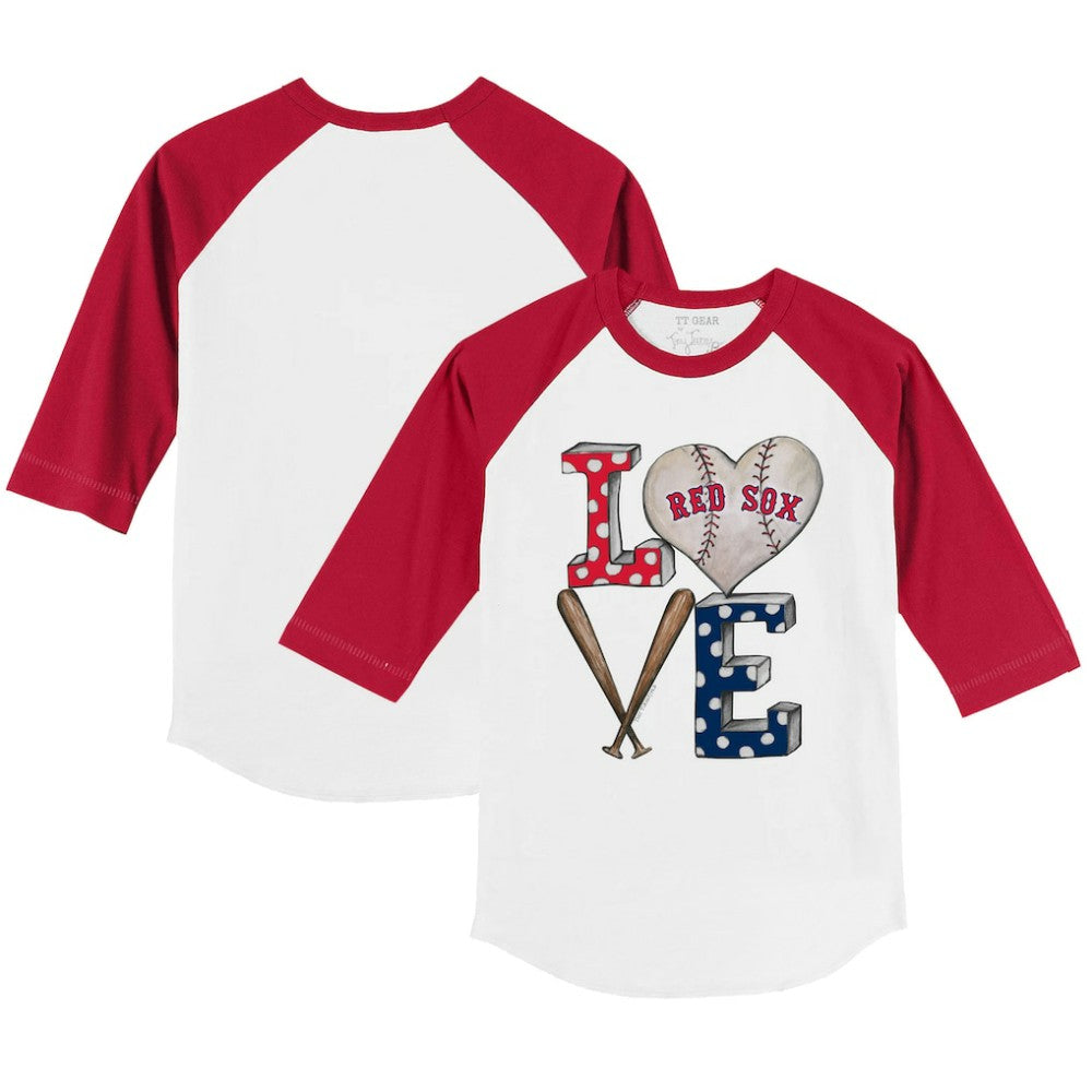 Boston Red Sox Tiny Turnip Youth Baseball Love 3/4-Sleeve Raglan T-Shirt - White/Red - MLB Online