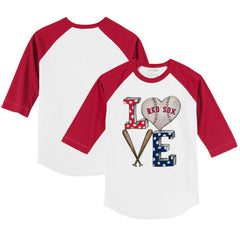 Boston Red Sox Tiny Turnip Youth Baseball Love 3/4-Sleeve Raglan T-Shirt - White/Red - MLB Online