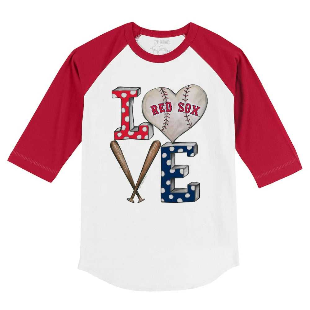 Boston Red Sox Tiny Turnip Youth Baseball Love 3/4-Sleeve Raglan T-Shirt - White/Red - MLB Online